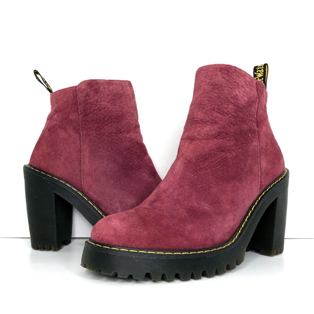 Dr Martens Magdalena Suede Leather Burgundy Ankle Zip Boots Women’s 11 Shoes